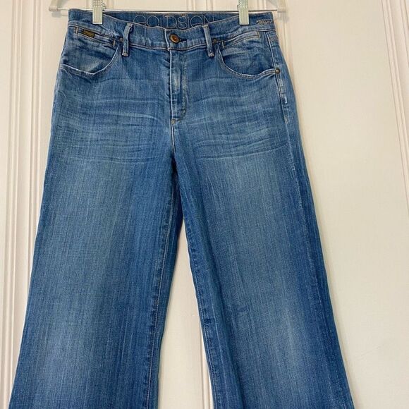 Goldsign Jeans "Wore" Blue Wide Leg Stretch Low Rise  Sz 28 - Picture 5 of 16